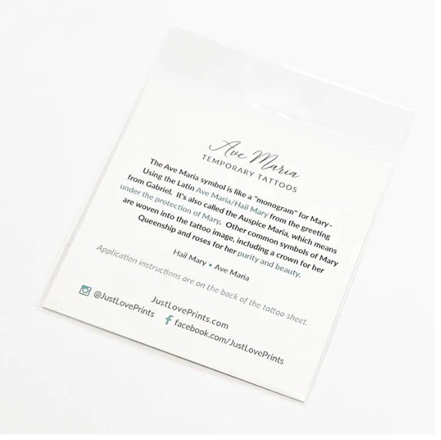 Ave Maria Collection Temporary Tattoos