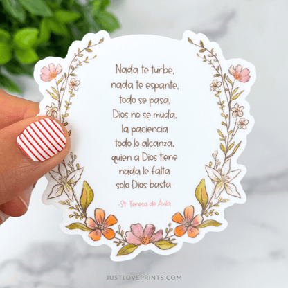 SPANISH St. Teresa of Avila Prayer Vinyl Sticker