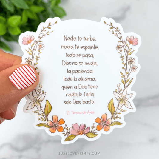 SPANISH St. Teresa of Avila Prayer Vinyl Sticker