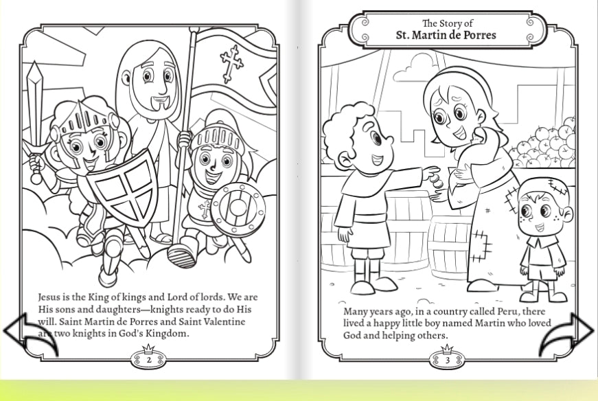 God's Knights Volume 1 Coloring Book - St. Martin de Porres and St. Valentine