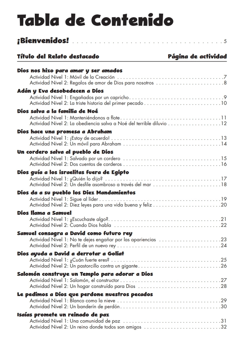 El cuaderno de actividades para la Biblia católica para niños
