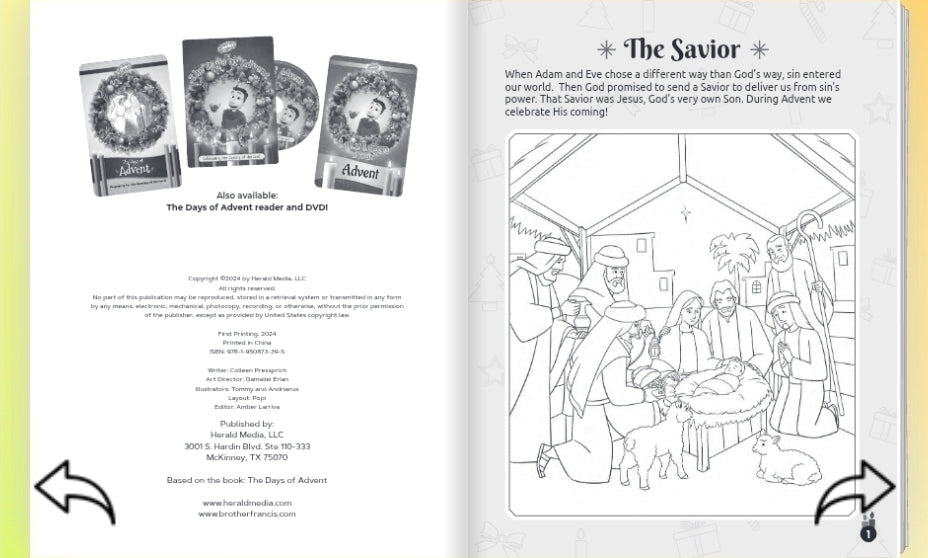 The Days of Advent - 64-Page Catholic Coloring and Activity Book