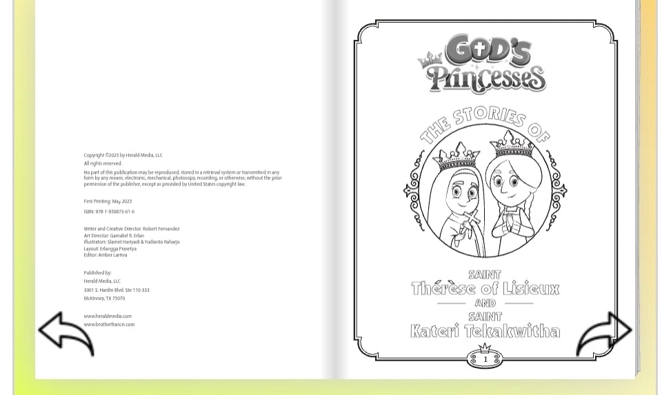 God's Princesses Volume 2 Coloring Book - St. Thérèse of Lisieux and St. Kateri Tekakwitha