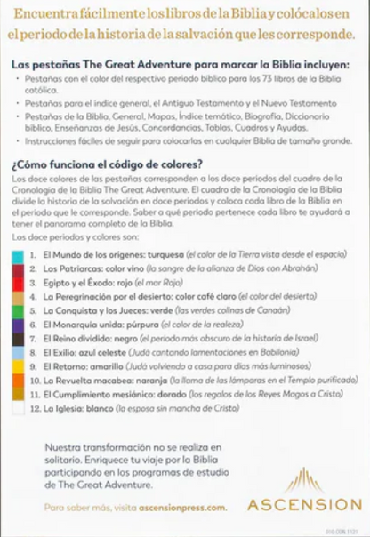 Great Adventure Catholic Bible Indexing Tabs (Spanish)